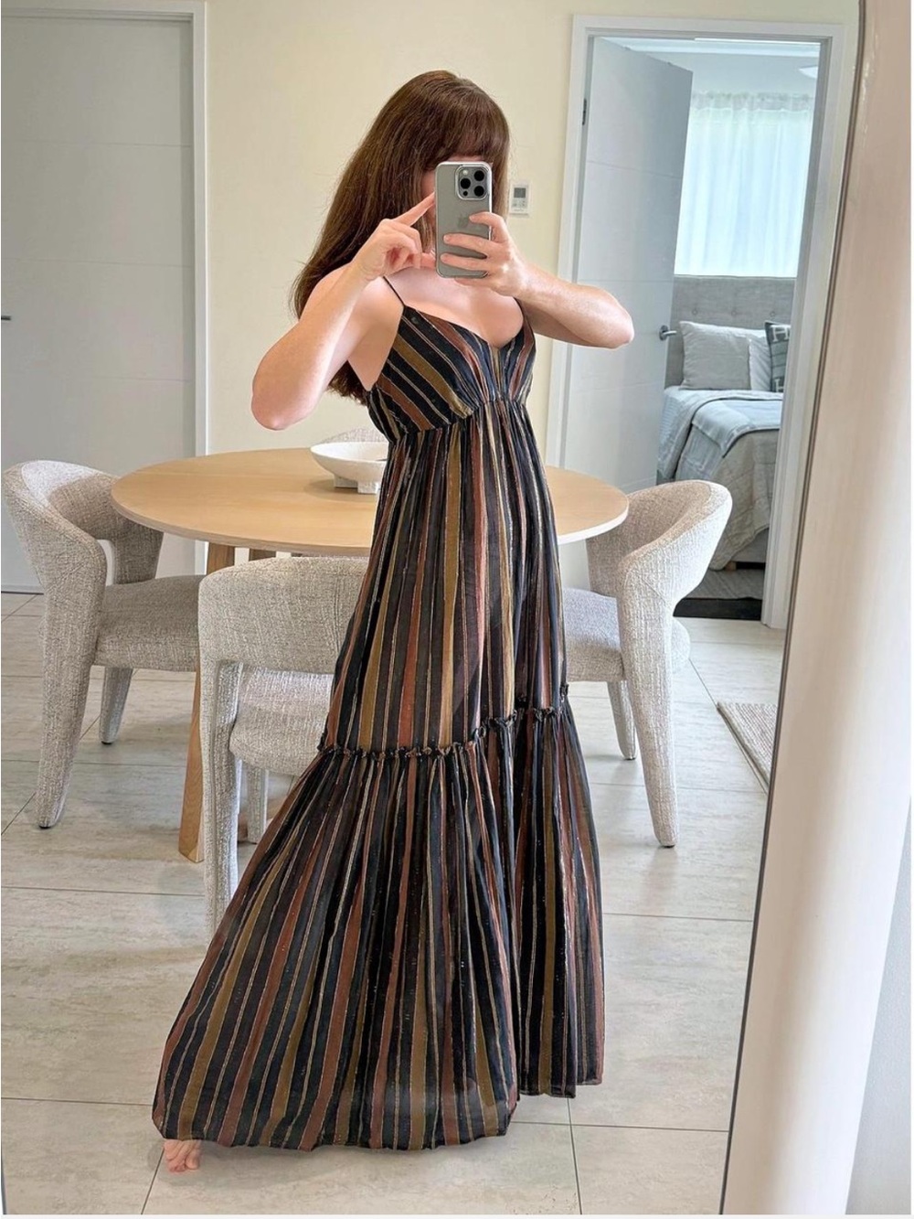 Zimmermann Tali Tiered Multi-Stripe Spaghetti-Strap Maxi Dress